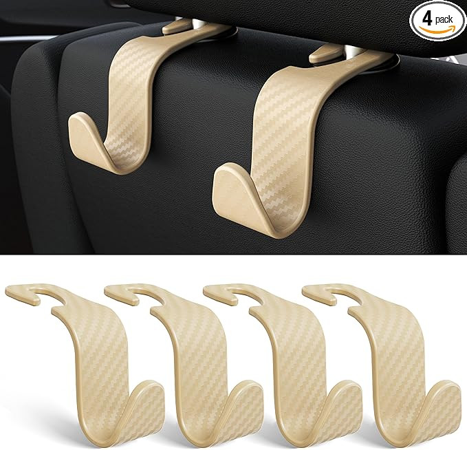 Amooca Car Seat Headrest Hook 4 Pack Hanger Universal Vehicle Car Storage Organizer for Handbag P... | Amazon (US)