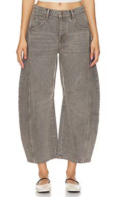 Free People x We The Free Good Luck Mid Rise Barrel in Archive Grey from Revolve.com | Revolve Clothing (Global)
