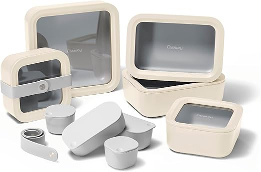 Caraway 14pc Glass Food Storage Container Set - Easy to Store, Non Toxic Lunch Box - with Glass L... | Amazon (US)