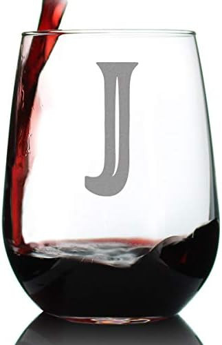 Monogram Bold Letter J - Stemless Wine Glass - Personalized Gifts for Women and Men - Large Engra... | Amazon (US)