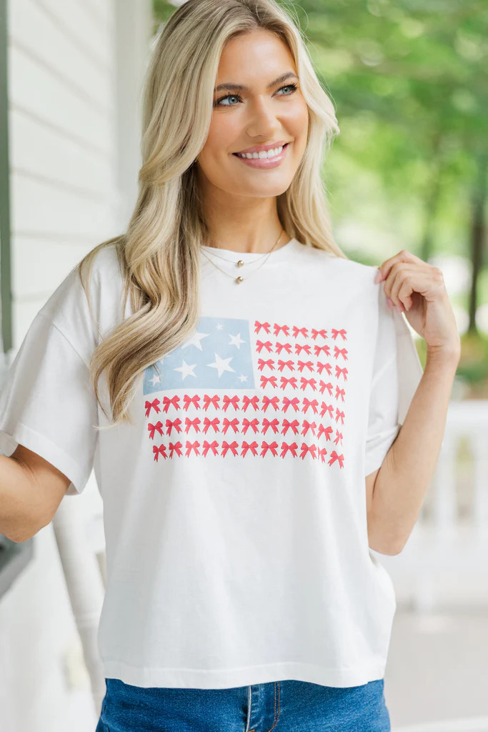 American Flag White Graphic Tee | The Mint Julep Boutique