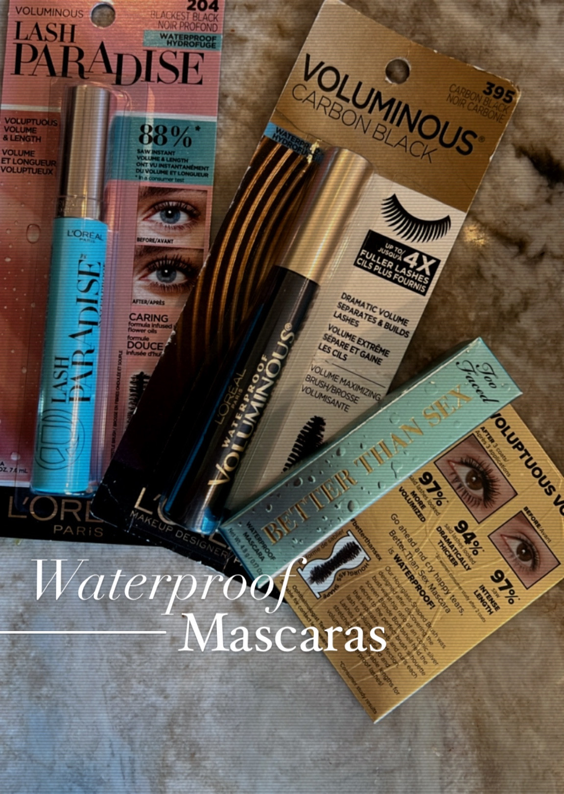My favorite waterproof long lasting mascaras 🖤 L’Oréal mascaras are currently but two get one free & the Too Faced mini is 30% off!! 

#LTKbeauty