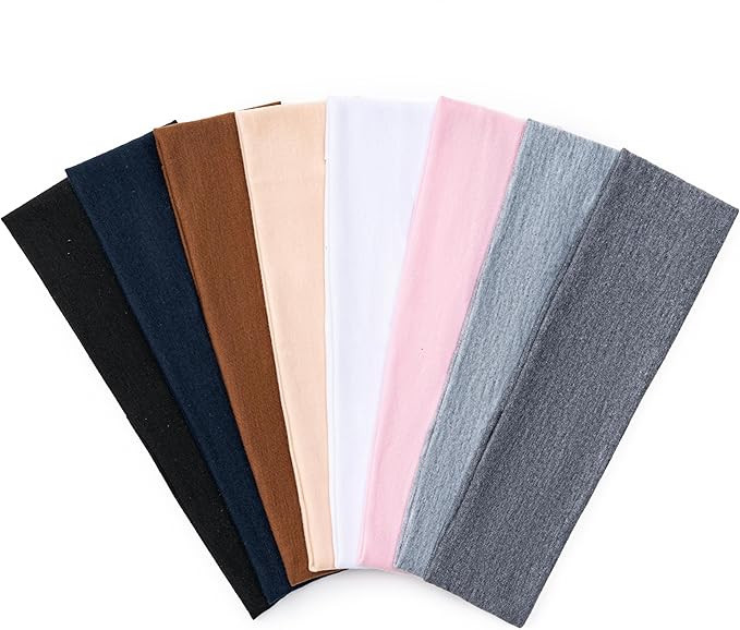 8 Pcs Soft Fabric Non-Slip Headbands for Women, Elastic Bands for Fitness Yoga Running (Multicolo... | Amazon (US)