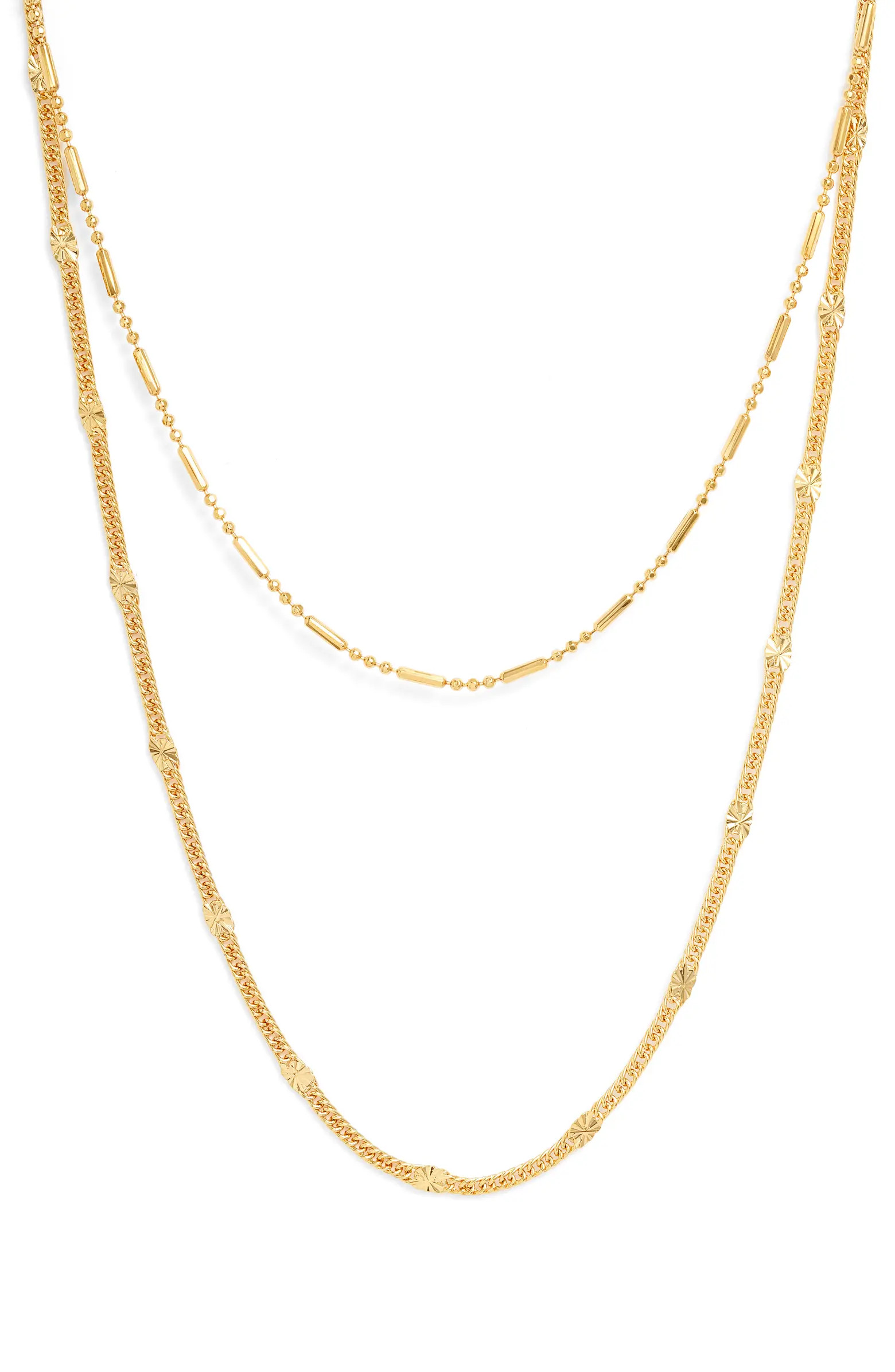 Nordstrom 14K Gold Plate Layered Beaded Chain Necklace | Nordstrom | Nordstrom