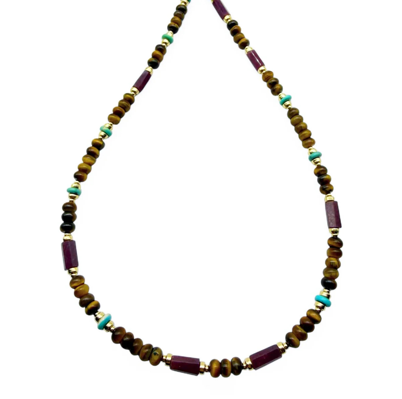 TIGERS EYE RUBY AND TURQUOISE NECKLACE – SHAKTI | SHAKTI JEWELRY