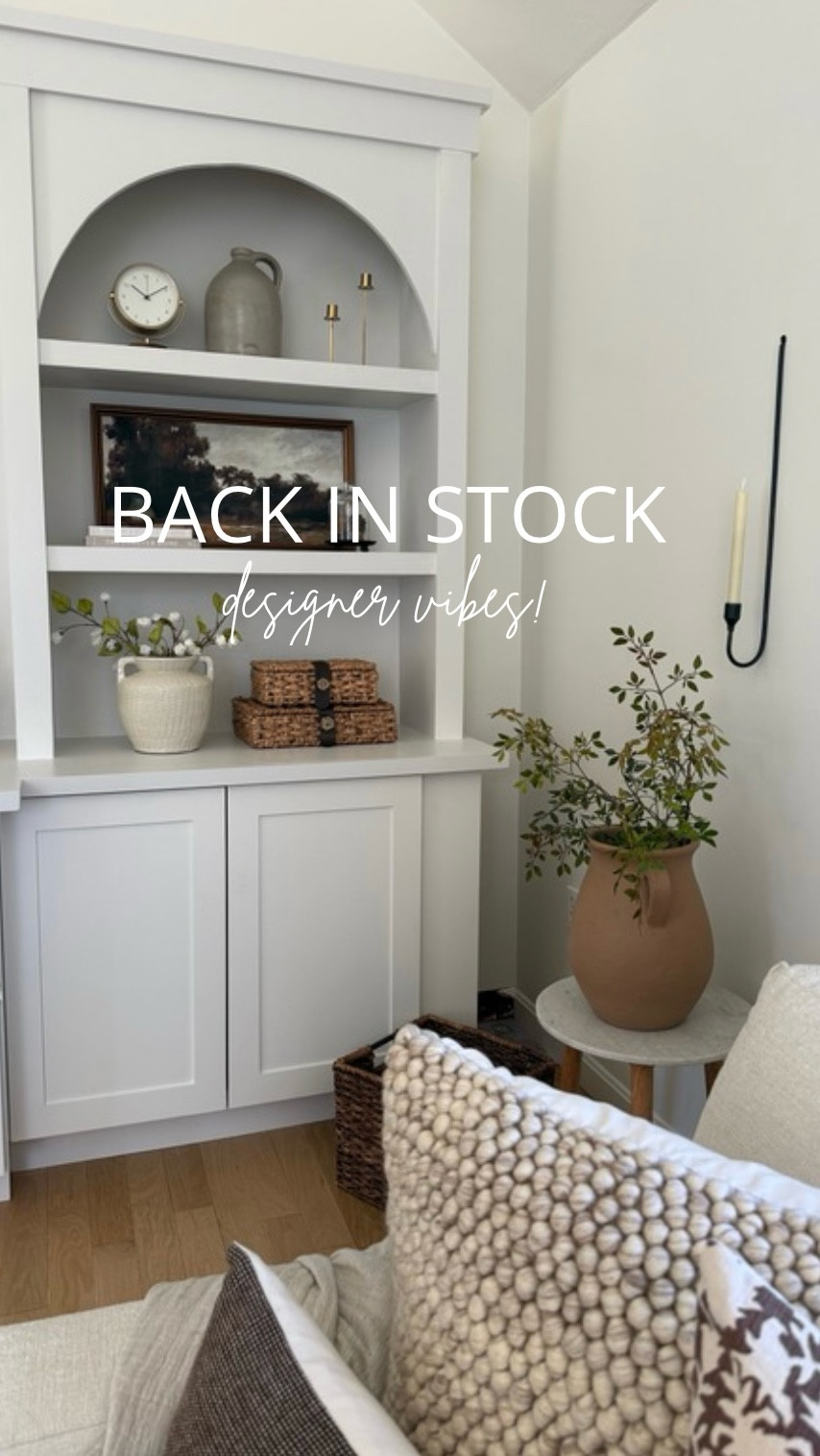 These designer dupe woven boxes are back in stock and look identical to the designer ones!! They help fill the space in our built ins and add character and texture and color! Love them 🤍

#LTKSaleAlert #LTKHome