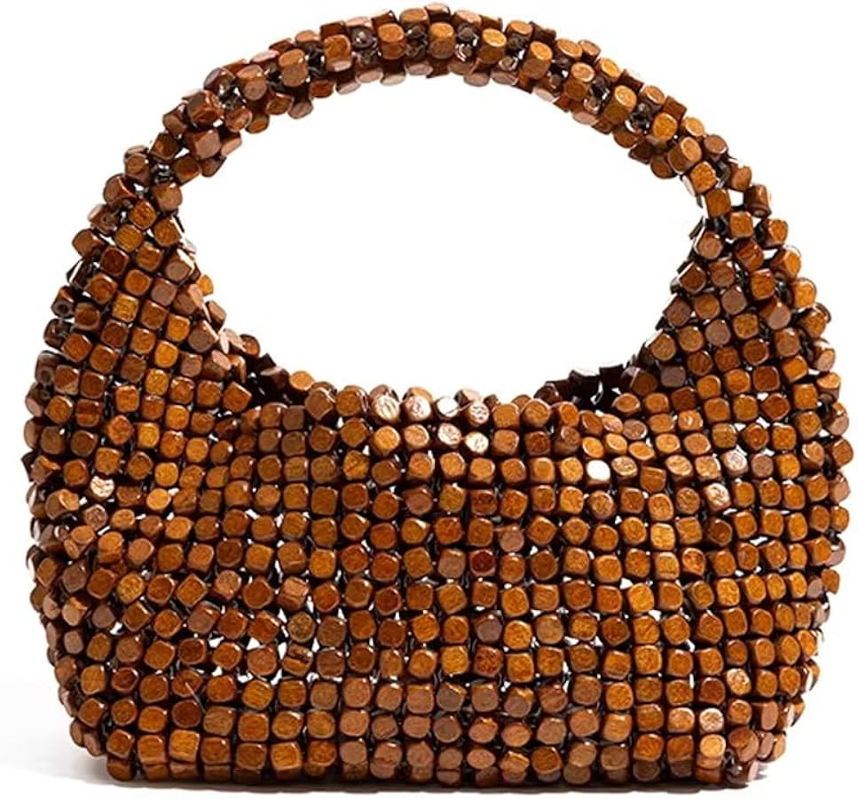 Wooden Beaded Clutch Handbag Small Handmade Beaded Evening Purses with Chain Vintage Beach Summer... | Amazon (US)