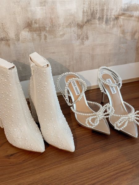 cutest pearl bow bridal shoes and sparkly booties!! bride to be 

#LTKshoecrush #LTKunder100 #LTKwedding