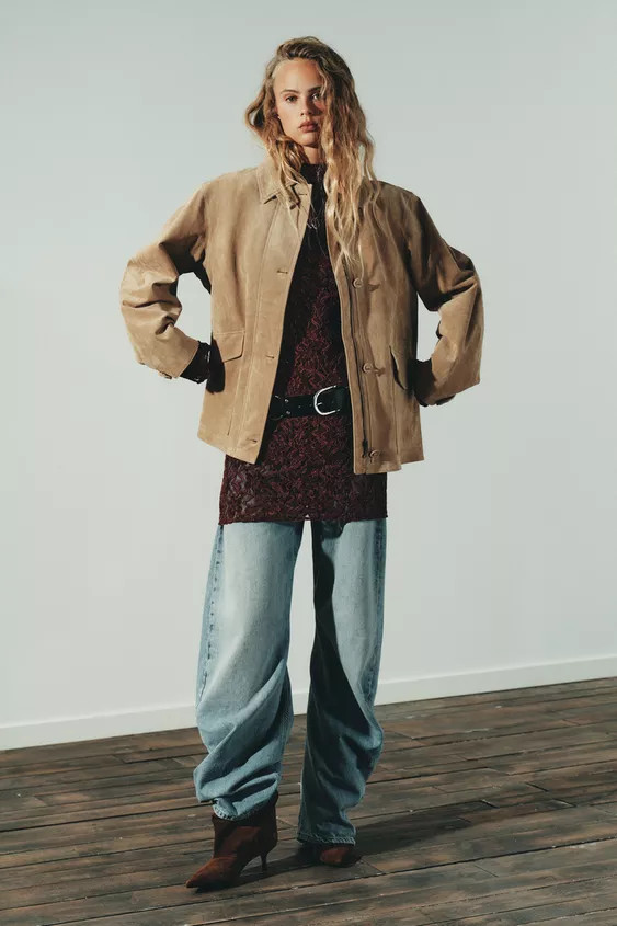 JACKE AUS 100 % WILDLEDER | Zara DE