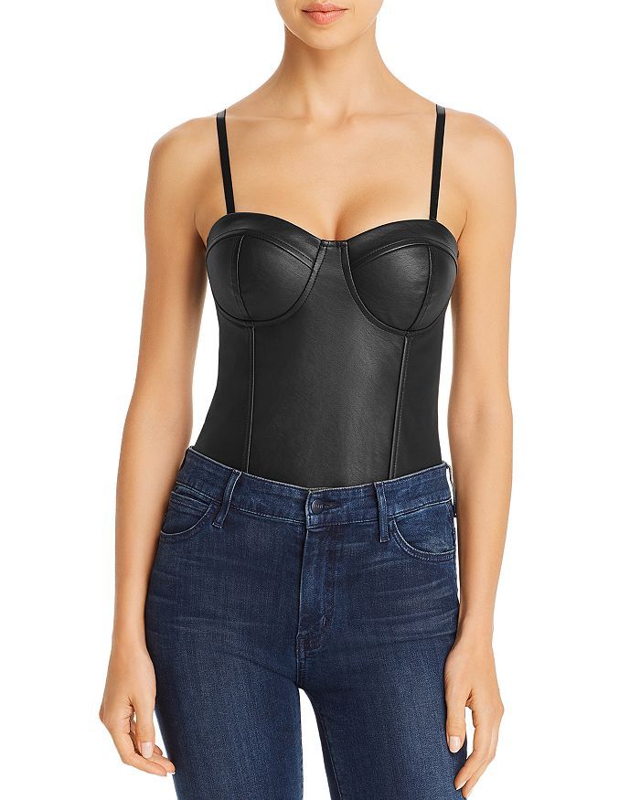 Faux-Leather Detail Bustier Bodysuit - 100% Exclusive | Bloomingdale's (US)