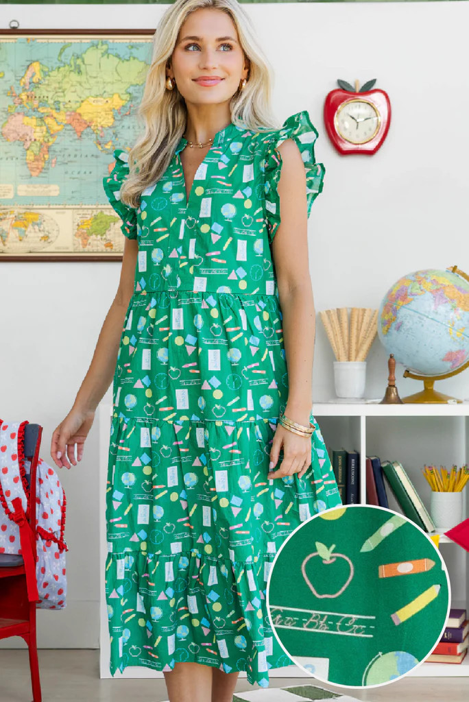 PREORDER: Created Beauty Green Toile Midi Dress | The Mint Julep Boutique