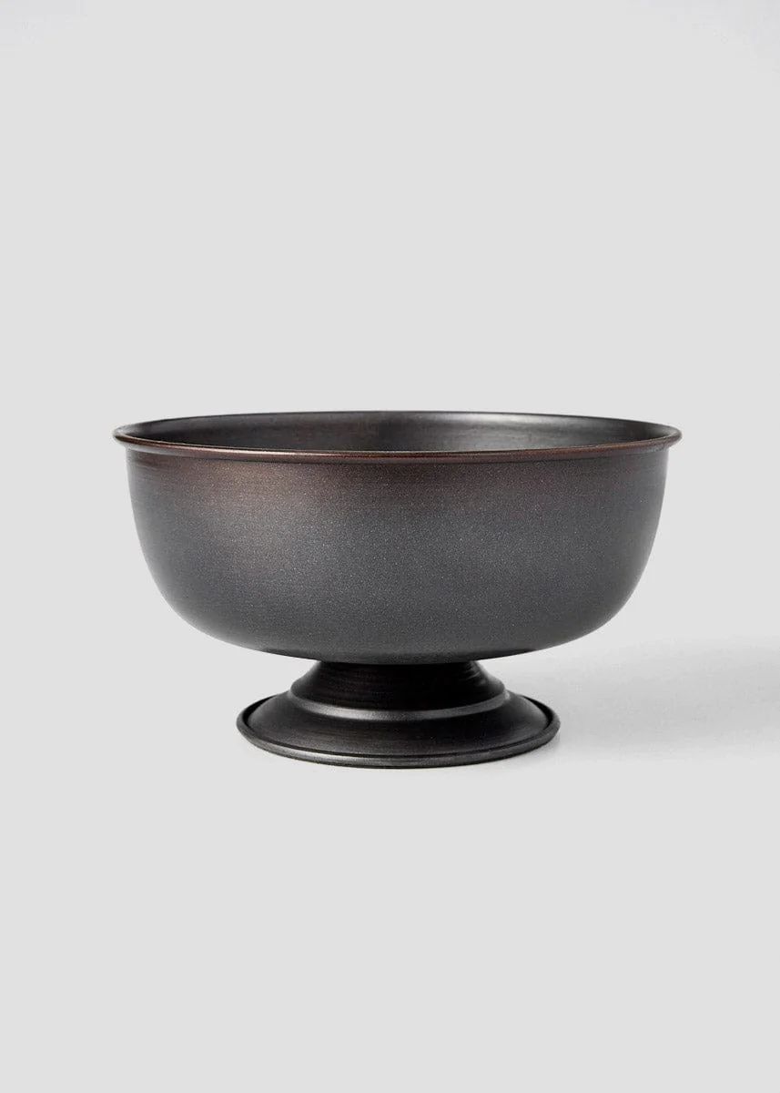 Dark Charcoal Grey Metal Compote Bowl | Boutique Vases at Afloral.com | Afloral