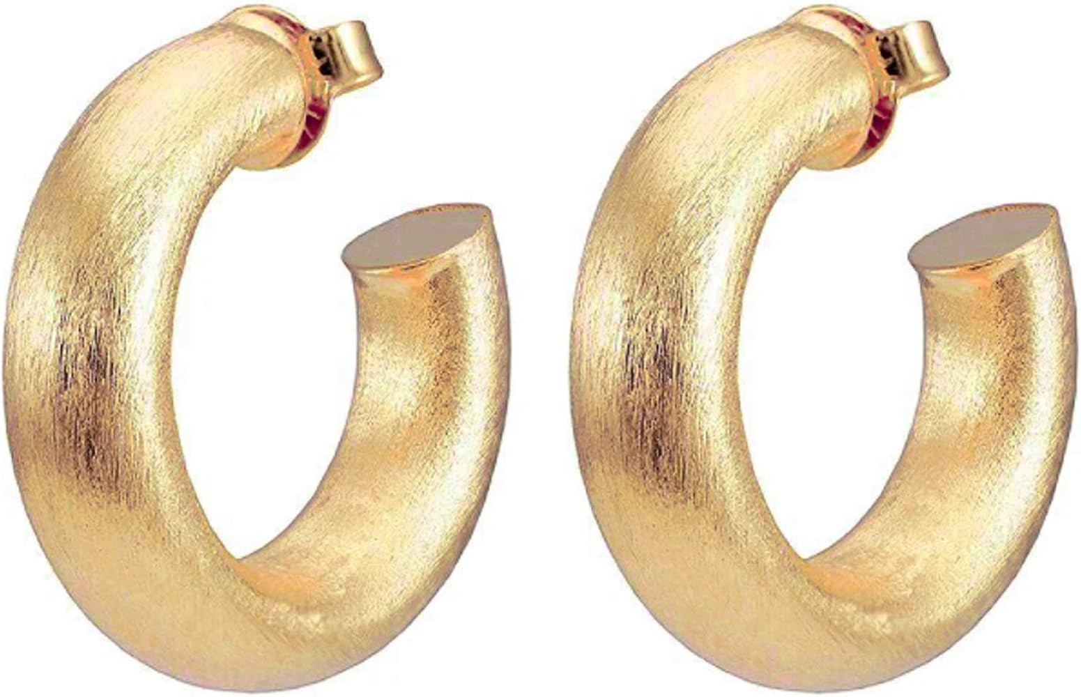 Small Chantal Thick Chunky Tube Lightweight Hoop Earrings for Women in Brushed Champagne. 18k Gol... | Amazon (US)