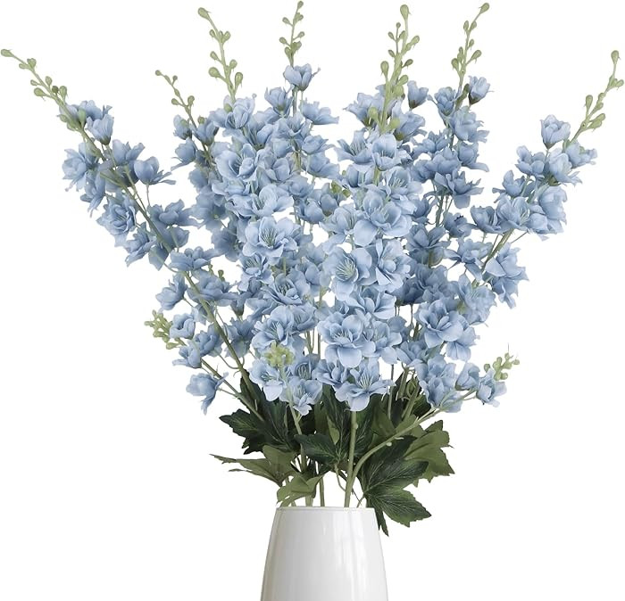 8PCS Dusty Blue Delphinium Artificial Flowers 33.5'' Faux Delphinium Stems Larkspur Silk Flowers ... | Amazon (US)