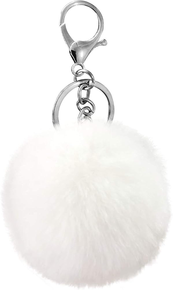 White Pom Keychain | Amazon (US)