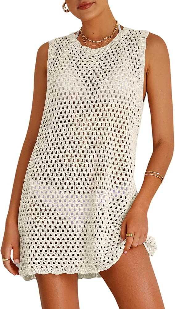 ATOG Swimsuit Coverup for Women Beach Bathing Suit Cover Ups Crochet Swimwear Summer Knit Swim Ou... | Amazon (US)