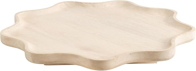 Kate and Laurel Alezar Mango Wood Wavy Round Lazy Susan Tray, 18 Inch Diameter, Light Bleached Wo... | Amazon (US)