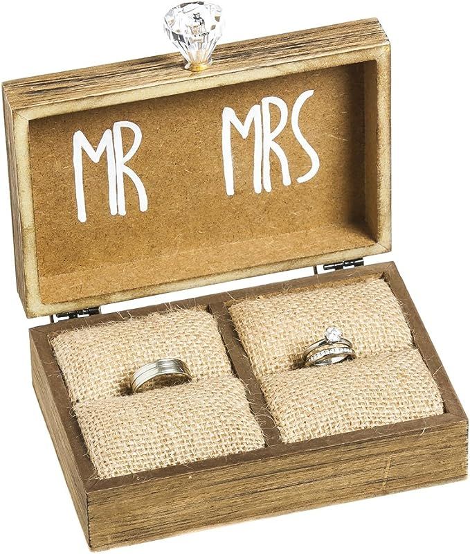 Cypress Home Wedding Decor “and Then Two Become One” Mr. and Mrs. Wooden Ring Holder Decorati... | Amazon (US)