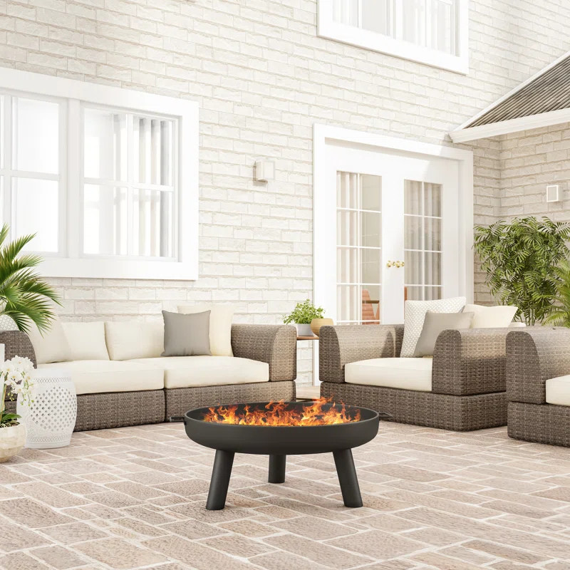 Janke 13.5'' H x 27.55'' W Steel Wood Burning Outdoor Fire Pit | Wayfair North America