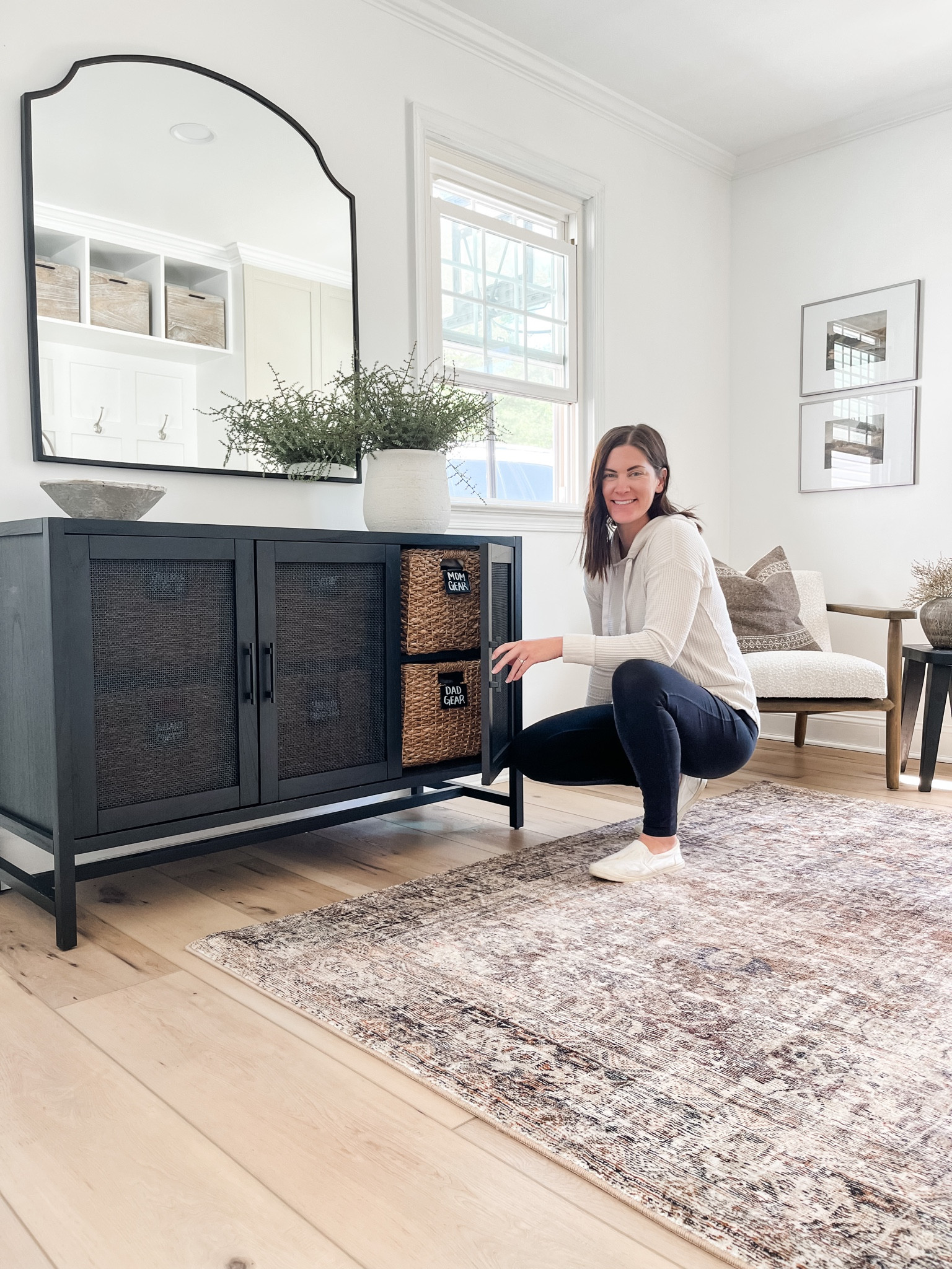 Cane cabinet organization with baskets and bin clips! 

#LTKFind #LTKhome