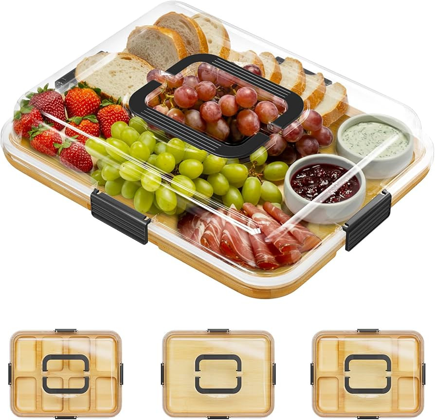 SpaceAid Charcuterie Board with Clear Lid, Portable Travel Cheese Cutting Boards for Picnic Acces... | Amazon (US)