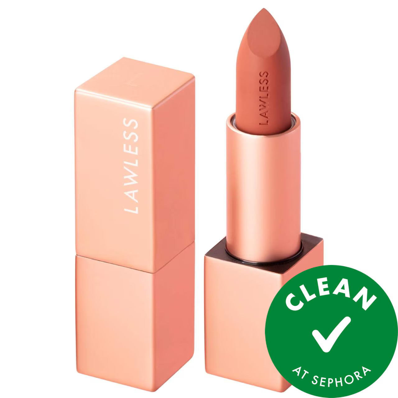LAWLESS Forget the Filler Lip-Plumping Line-Smoothing Satin Cream Lipstick Cookie 0.1 oz / 3.7 g | Sephora (US)
