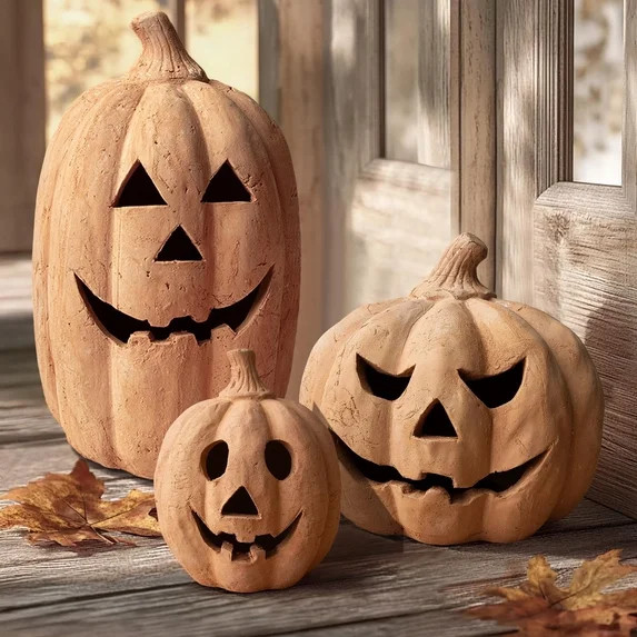 Gomind Halloween Terracotta Pumpkin Decor,5"Jack-O-Lantern Statue for Outdoor Porch Shelf, Hallow... | Walmart (US)