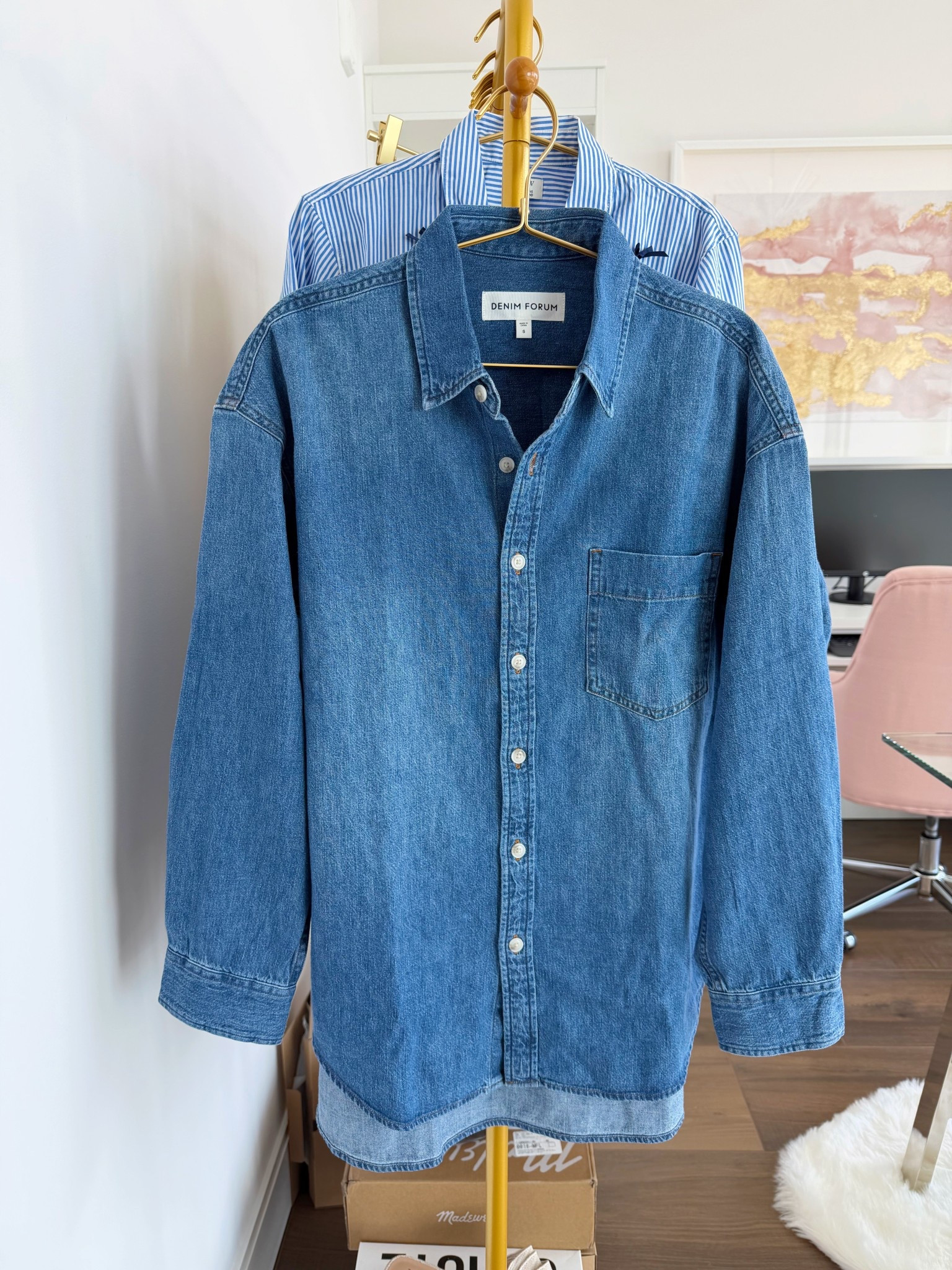 Aritzia denim shirt on sale! So soft and comfy and not at all stiff. Runs big and is generously cut for an oversized fit. I wear size Small. Great shirt for year round wear and the comfiest denim shirt I own! 

#LTKOver40 #LTKSaleAlert #LTKFindsUnder100