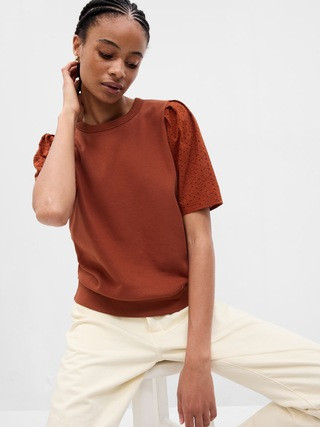 Vintage Soft Eyelet Puff Sleeve Sweatshirt | Gap (US)