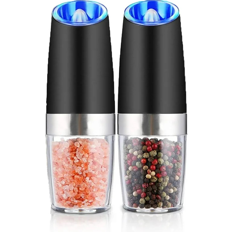 2 Pcs Electric Gravity Pepper and Salt Grinder Set, LED Light, Adjustable Coarseness, Battery Ope... | Walmart (US)
