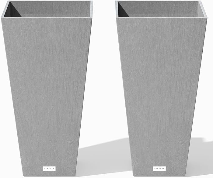 Veradek V-Resin Indoor/Outdoor Taper Planter, 2-Pack (26 inch, Grey) | Amazon (US)
