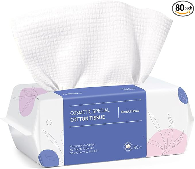 PoeticEHome Serviette jetable pour le visage | Épais et absorbant | Mouchoirs en coton biodégra... | Amazon (FR)