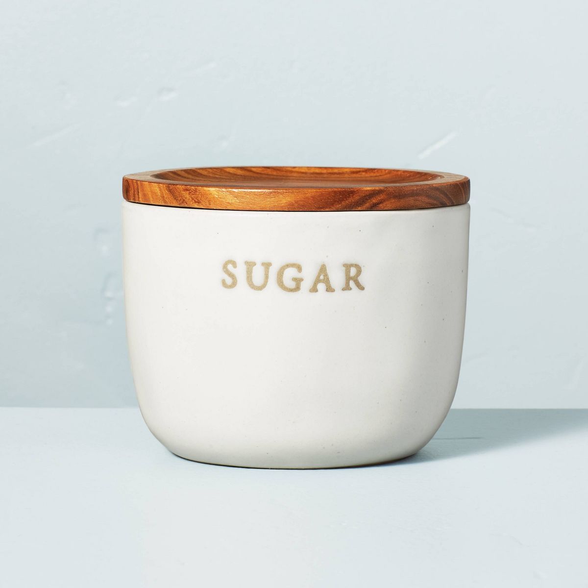Stoneware Sugar Cellar with Wood Lid Cream/Brown - Hearth & Hand™ with Magnolia | Target