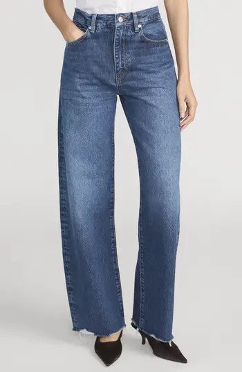 FRAME The Bow High Waist Barrel Jeans in Acumen New Fray at Nordstrom, Size 26 | Nordstrom