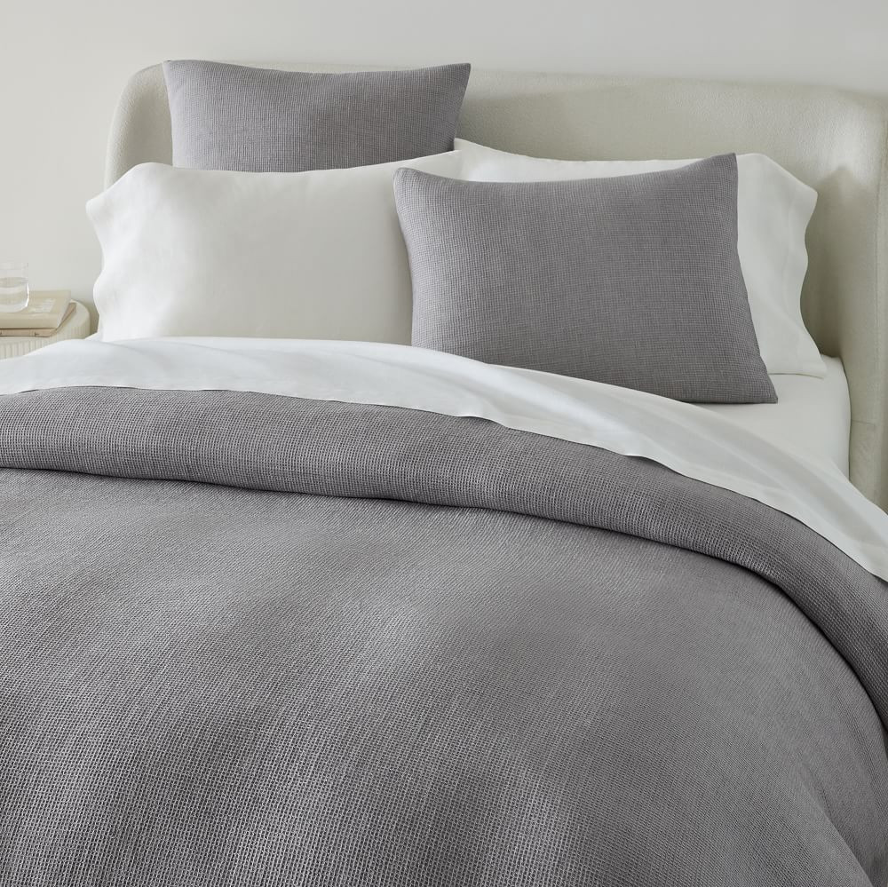 European Flax Linen Mini Waffle Duvet Cover &amp; Shams | West Elm (US)