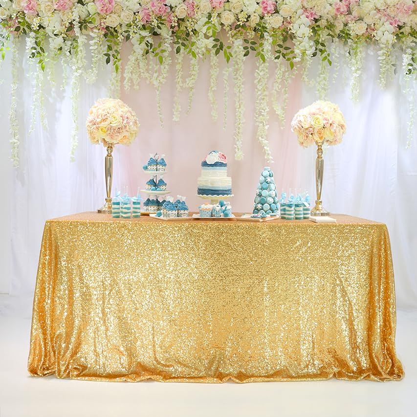 GFCC Sparkle Gold Sequin Tablecloth 60"x120" for Wedding Party Banquet Christmas Rectangle Table Cov | Amazon (US)