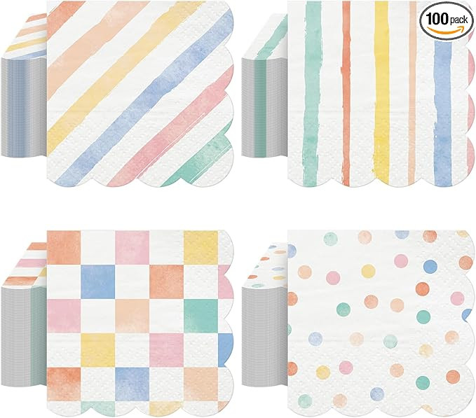 Amazon.com: Saypacck 100 Pcs Colorful Paper Napkins, Colorful Pattern Disposable Napkins Rainbow ... | Amazon (US)