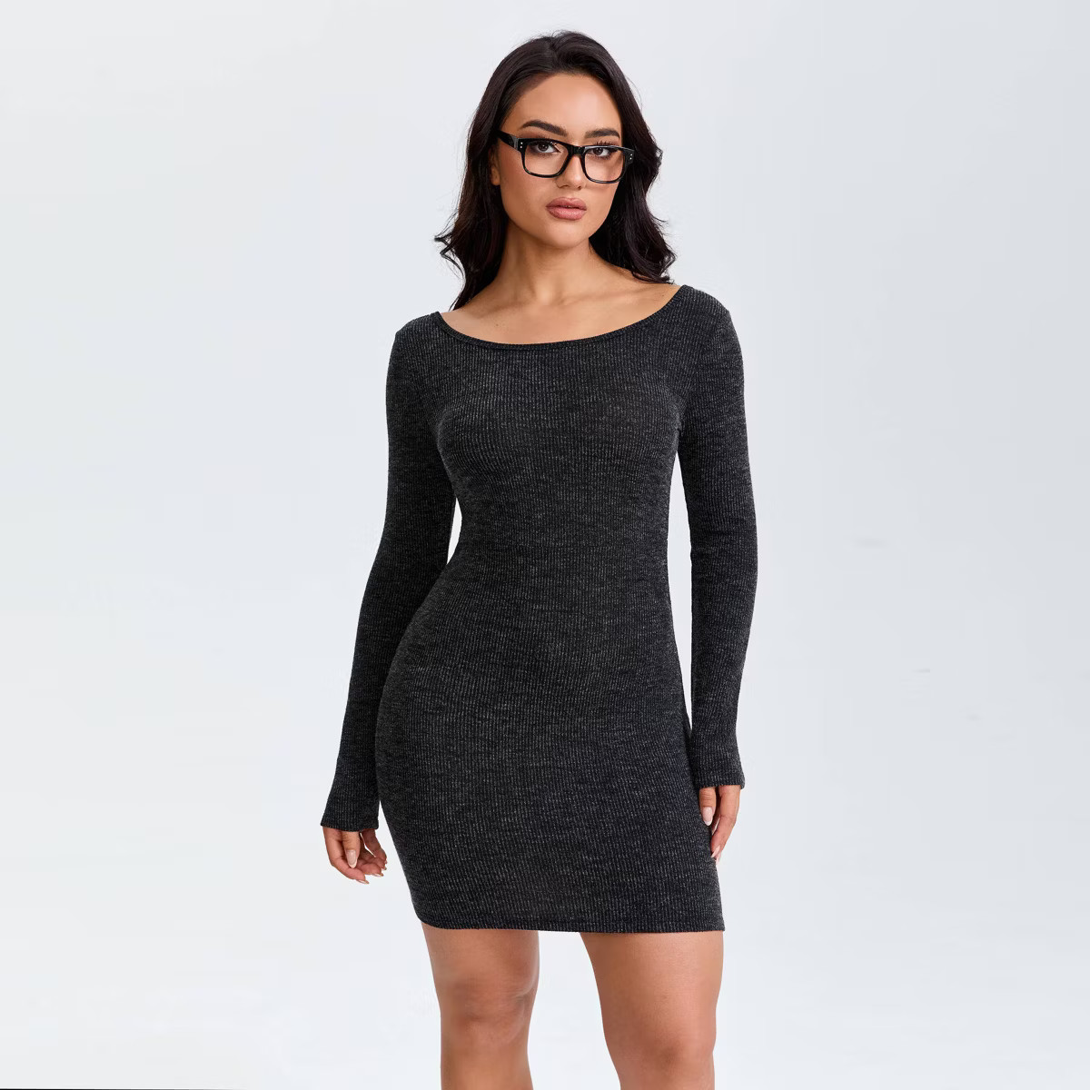 Women's Back Tie Sweater Knit Mini Babydoll Dress - Wild Fable™ Black L | Target