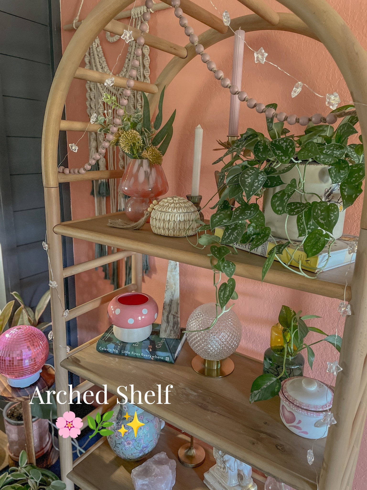 this shelf is literally my personality in one corner 🥹✨

a mix of pinks, plants, cozy lighting, and little details that just make it feel so lived in + magical 🪴💫

everything is linked so you can recreate this exact vibe or pick your favorite pieces to build your own cozy corner 💗

tap to shop & romanticize your space a little more 🫶 @Target 

#LTKHome