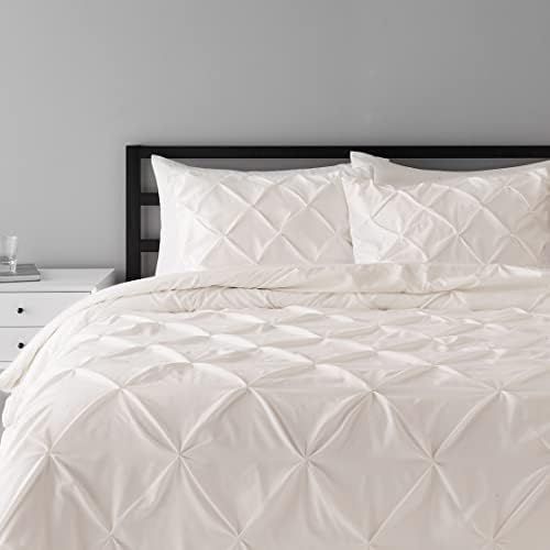 Amazon Basics Pinch Pleat All-Season Down-Alternative Comforter Bedding Set - King, Cream | Amazon (US)