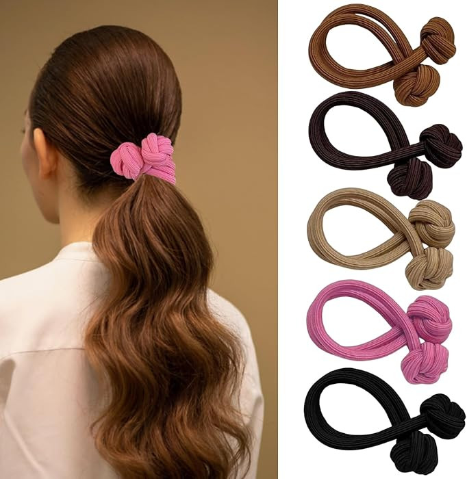 5 Pcs Unique Chinese Knot Hair Ties Chinese Knot Scrunchies for Women Elastic Thick Hair Ties for Thick and Thin Hair Knotted No Crease Ponytail Holder Hair Accessories No Hurt Your Hair | Amazon (US)