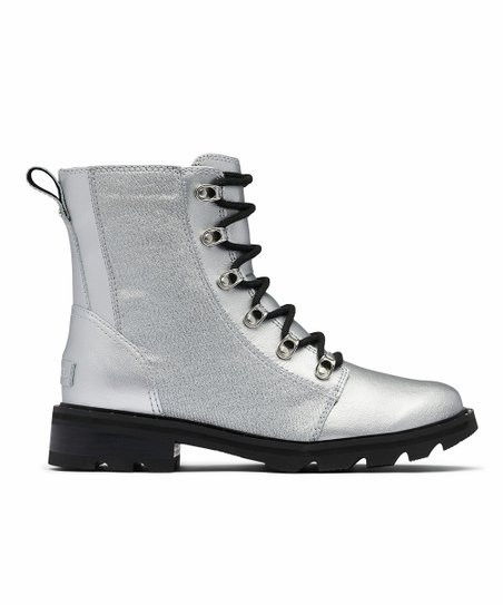 SOREL Silver & Black Lennox Leather Combat Boot - Women | Zulily