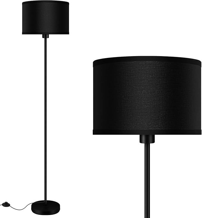 Floor Lamps for Living Room, Modern Standing Lamp with Bulb(12W, 2700K), Black Lamp Shades, Foot ... | Amazon (US)