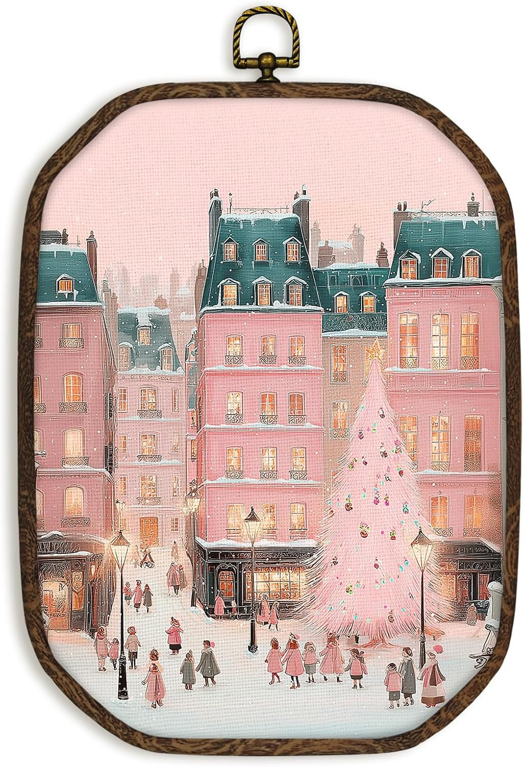 MSJAUENN Pink Christmas Tree Octagon Wall Art Decor Framed for Bedroom | Amazon (US)