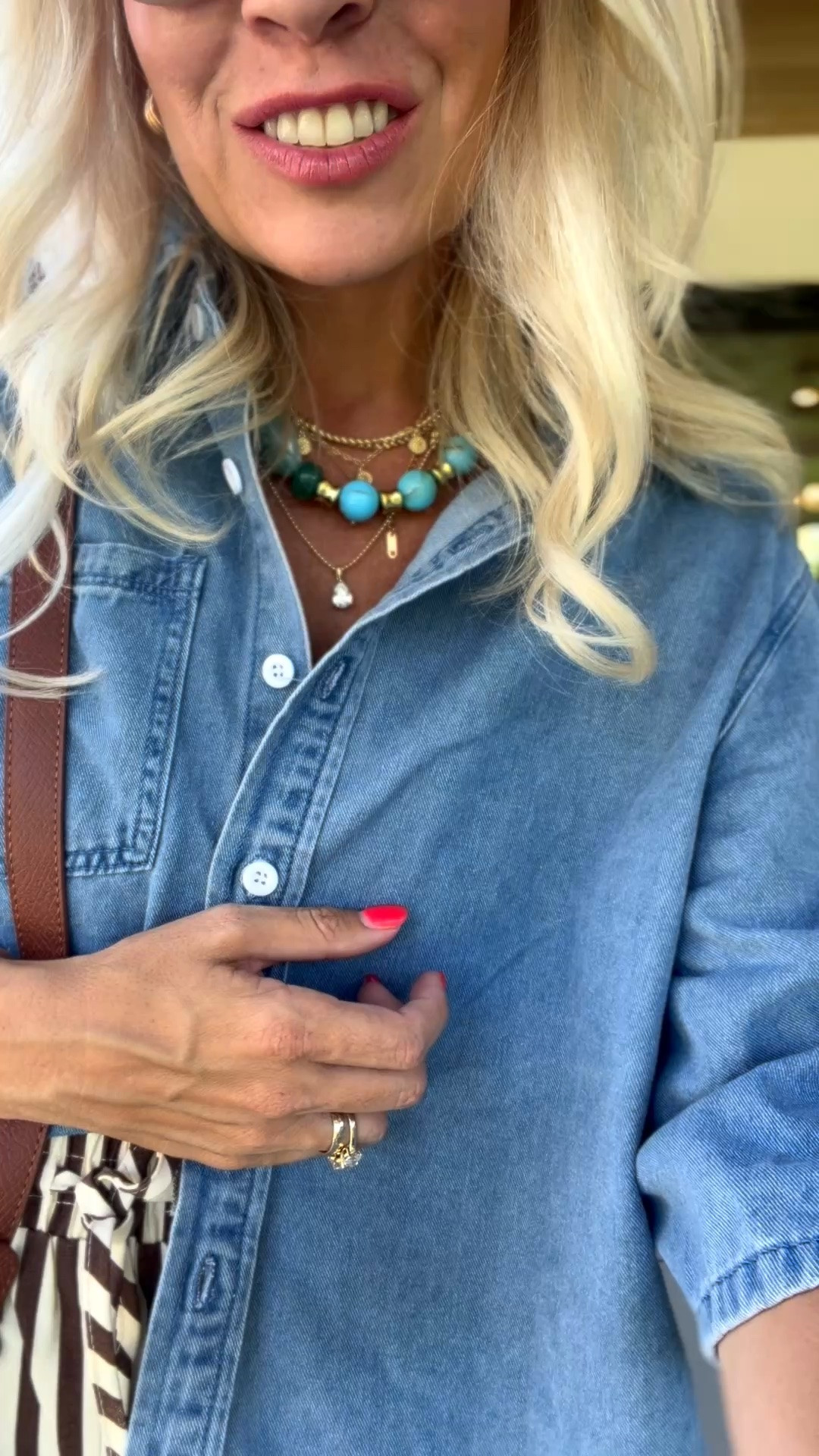Same shorts paired with a denim top!