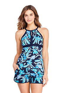 Women's Keyhole High Neck Modest Tankini Top Swimsuit Adjustable Straps Print | Lands' End (US)