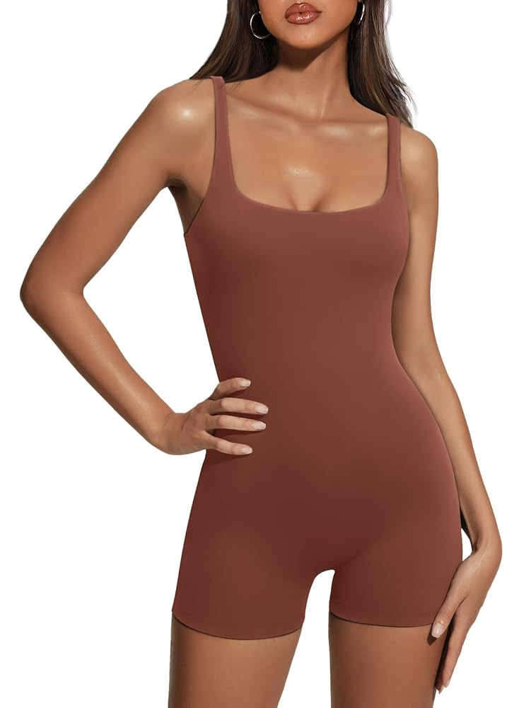 AUTOMET Womens Jumpsuits Shorts Rompers Workout One Piece Bodysuits Jumpers Yoga Summer Fashion V... | Amazon (US)