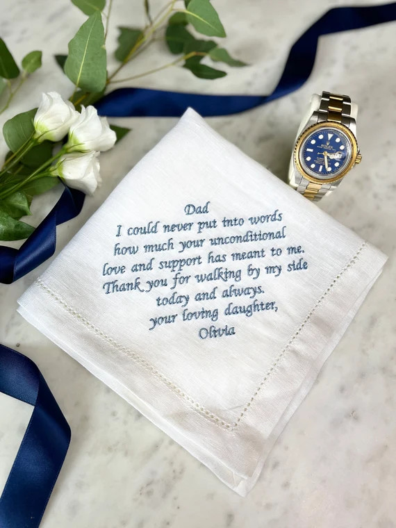Father of the Bride Handkerchief  Linen Wedding Handkerchief - Etsy UK | Etsy (UK)
