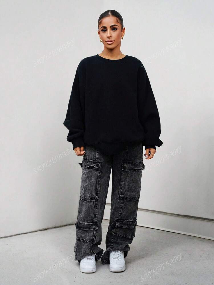 SAYEHFBABY PETITE Women's Baggy Wide Leg Jeans, Sexy Design,Cargo Women Pants,Hot Pinks Pants,Hom... | SHEIN