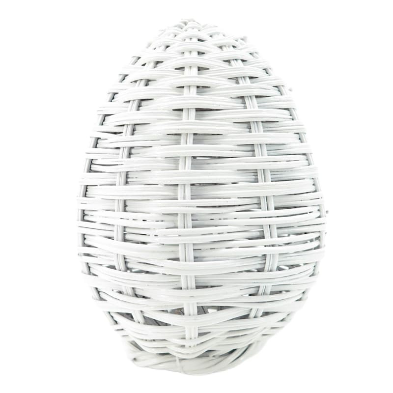 White Woven Rattan Egg, 7" | At Home